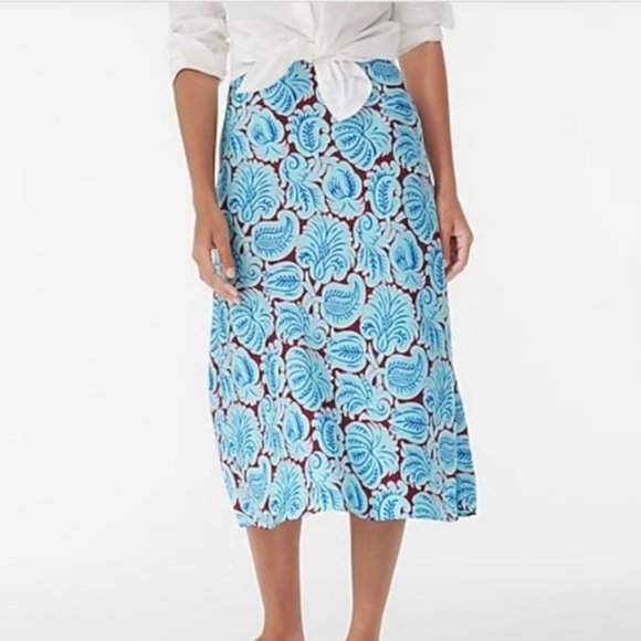 J. Crew Dresses & Skirts - J.Crew Pull-on Slip Skirt in Aqua Paisley Size XS